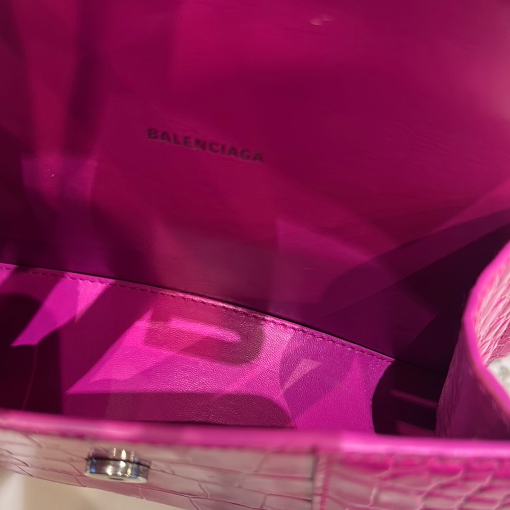 Balenciaga Pink Croc-Embossed Handbag - Picture 6 of 7